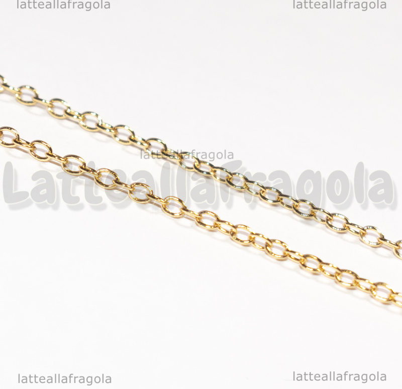 50cm Catena Maglia ovale in Ottone placcato Oro 18K 2.5x2x0.4mm