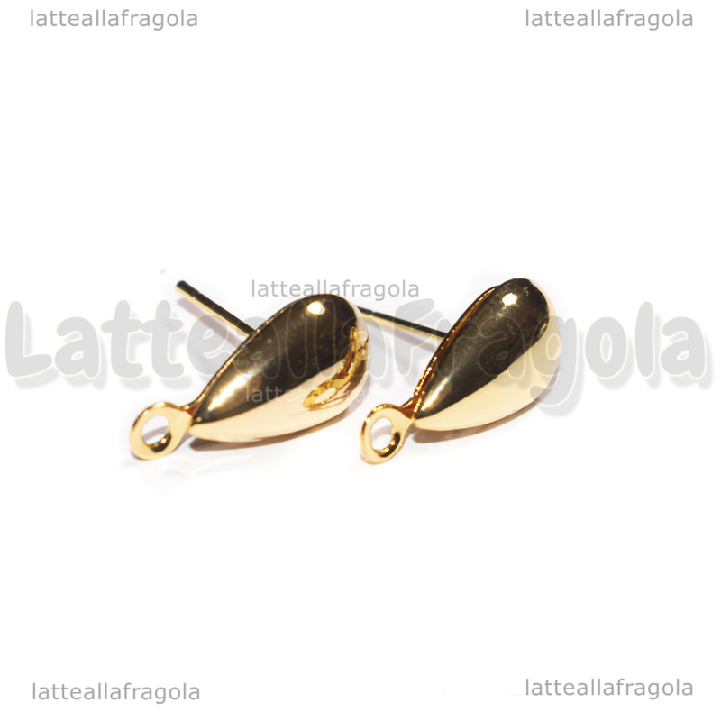 Coppia Orecchini Goccia a perno in Ottone placcato Oro 18K 17x8.5mm