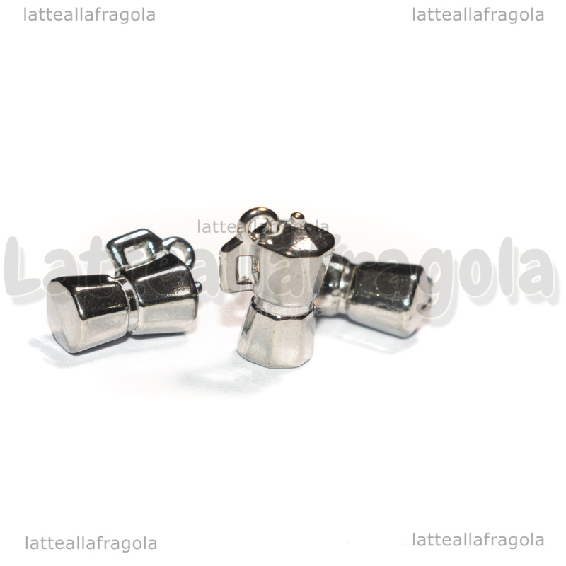 Ciondolo Caffettiera 3D in Acciaio Inox 11x8x5mm