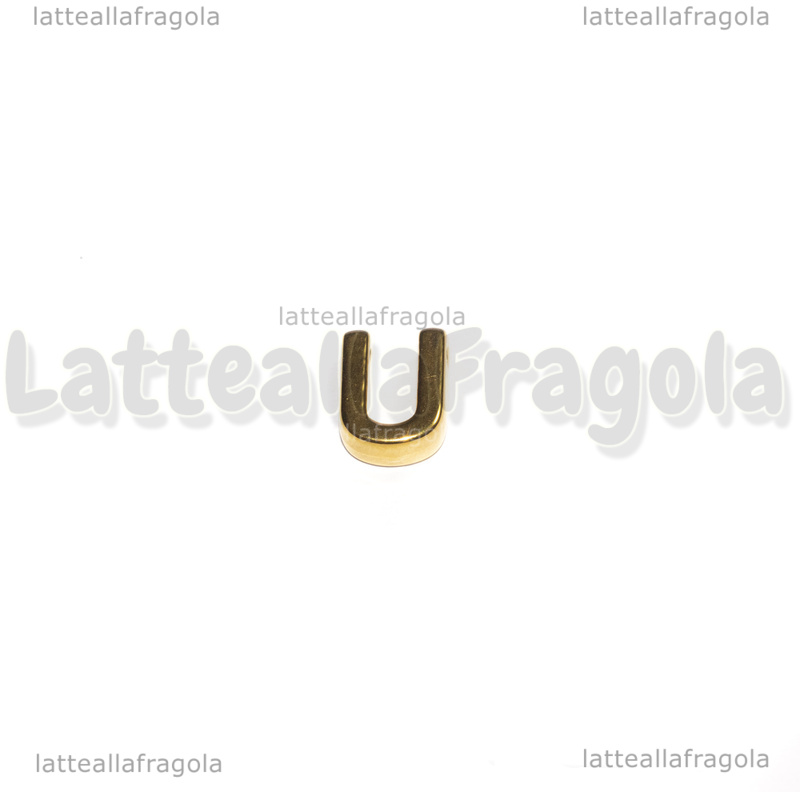 Spaziatore Lettera U in Acciaio Inox dorato placcato Oro 18K 9.5x7x3mm
