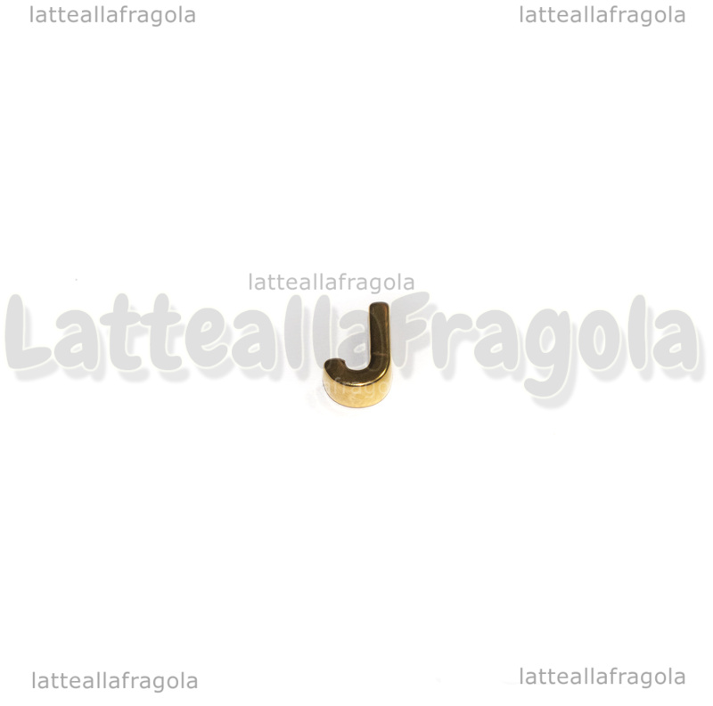 Spaziatore Lettera J in Acciaio Inox dorato placcato Oro 18K 9.5x8x3mm