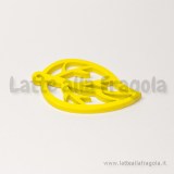 Foglia filigrana in legno colorato giallo 44x29mm