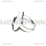 Base Anello regolabile in rame silver plated con base Goccia 25x18mm