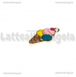 Charm Cono Gelato in metallo dorato smaltato 25x12mm