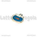 Charm Pesce Rosso in Boccia in metallo smaltato dorato 16x15mm