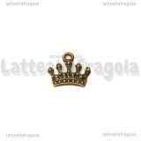 Charm Corona in metallo color bronzo 17x15mm