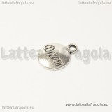 Charm targhetta “dream” in metallo argento antico 15x12mm