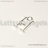 Ciondolo lettera H in metallo Silver plated 15x9mm