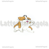 Ciondolo Cane Bulldog in metallo argentato smaltato 25x21mm