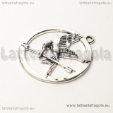 Ciondolo ghiandaia imitatrice Hunger Games in metallo argento antico 27x24mm