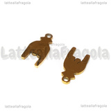 Ciondolo Mano con le Corna in Acciaio Inox Dorato 16x7mm