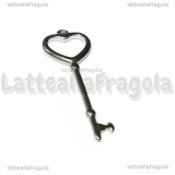 Ciondolo Chiave Cuore in Acciaio Inox 50x18mm