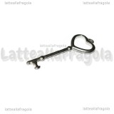 Ciondolo Chiave Cuore in Acciaio Inox 50x18mm