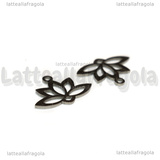 Ciondolo Fiore di Loto in Acciaio Inox 14x18.5x1mm