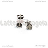 Coppia orecchini a perno in Acciaio inox con base tonda 4mm