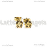Coppia orecchini a perno in Acciaio inox Dorato con base tonda 4mm