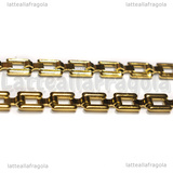 Bracciale Maglia rettangoli in Acciaio Inox Dorato 18cm