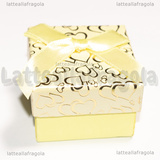 Astuccio Fantasia Cuori Dorati con Fiocco 50x50x38mm