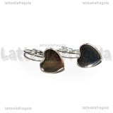 Coppia Monachelle Cuore chiuse in metallo silver plated per 12mm