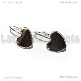 Coppia Monachelle Cuore chiuse in metallo silver plated per 12mm