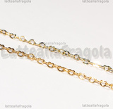 50cm Catena in Ottone placcato Oro 18K maglie piatte 2.5x2x0.4mm