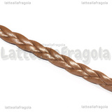 1 Metro Cordino a treccia similpelle intrecciato Cioccolato 5x2mm