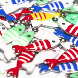 3 Charms Pesci in Acciaio Inox smaltato 18x5mm