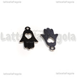 Ciondolo Mano di Fatima con cuore in Acciaio Inox 15x9.5x1.2mm