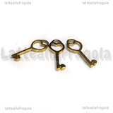 Ciondolo Chiave in Acciaio Inox Dorato placcato Oro 18K 15x5.5x1mm