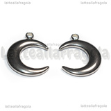 Ciondolo Luna 3D in Acciaio Inox 24x12x3mm