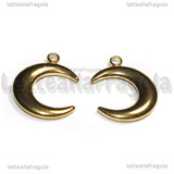 Ciondolo Luna 3D in Acciaio Inox dorato placcato Oro 18K 24x12x3mm