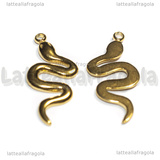Ciondolo Serpente in Acciaio Inox Dorato 26x11x2mm