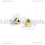 Coppia Retro per Orecchini in Acciaio Inox Dorato e PVC 11.5x7mm