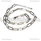 Collana in Acciaio Inox maglia rettangolare 16x9mm 37cm