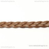 1 Metro cordino a treccia similpelle intrecciato caffè 5x2mm